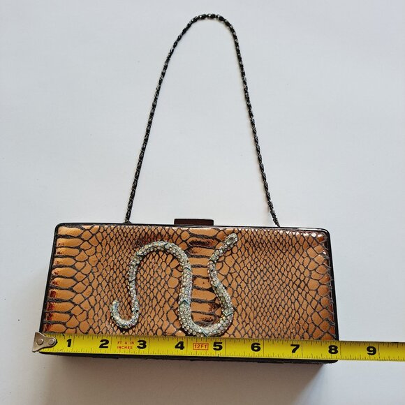 Women Snake Bag Purse Evening Clutch on a Chain - Picture 4 of 16